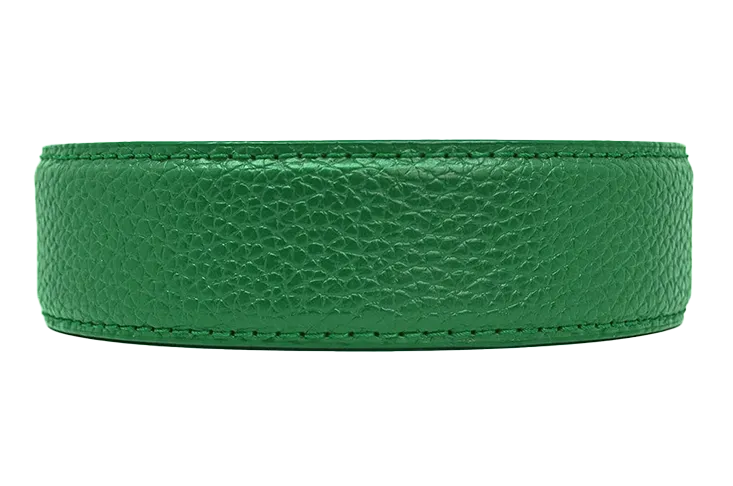 Pebble Grain Green with single stitch matching thread Strap