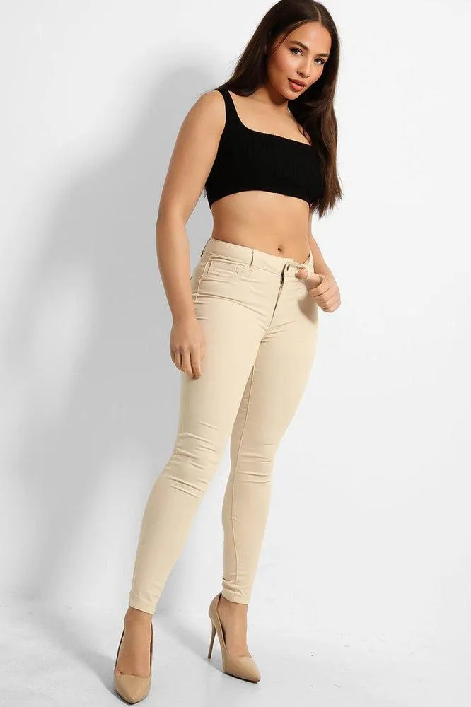 Pocketless Front High Waist Jeans