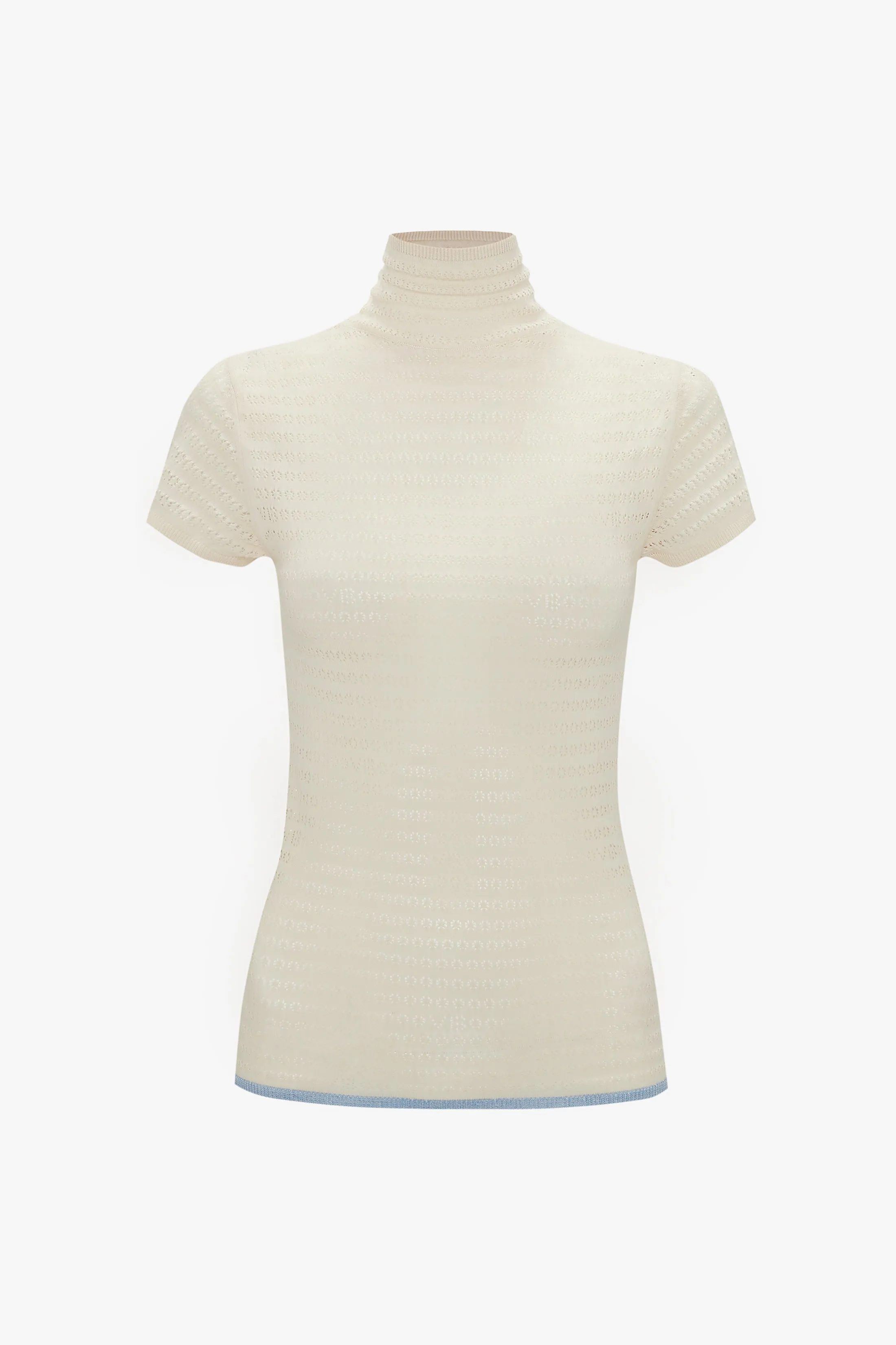 Polo Neck Knitted T-Shirt In Cream