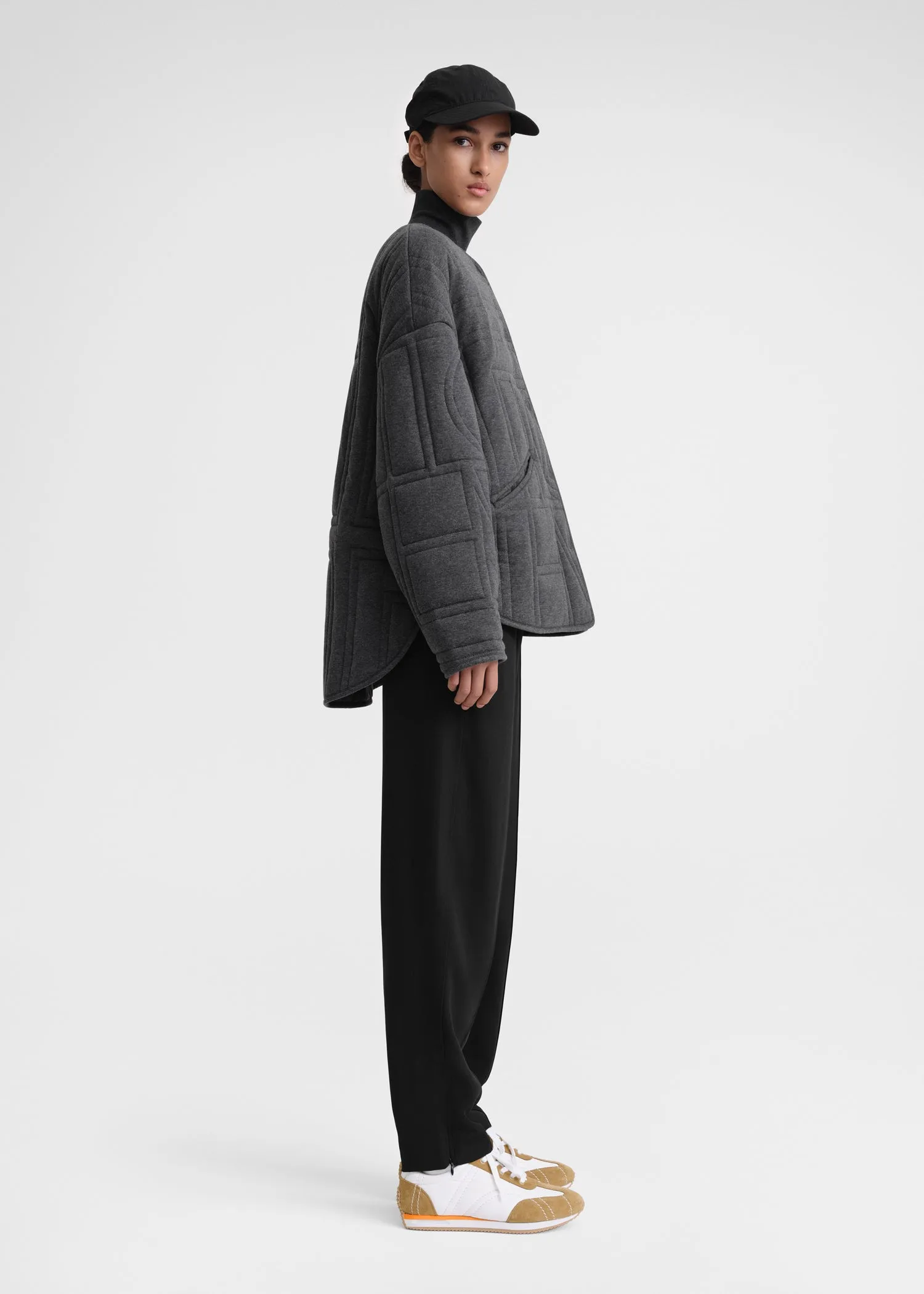 Quilted jersey jacket charcoal melange