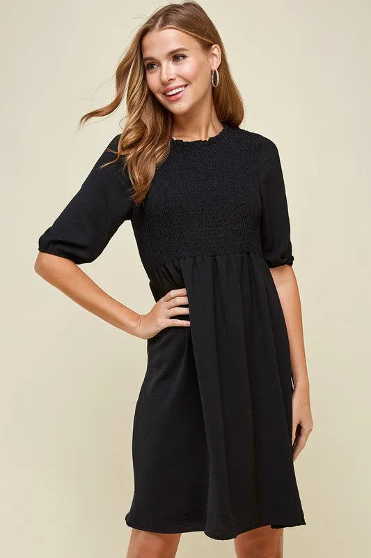 Sasha Smocked Dress in Black