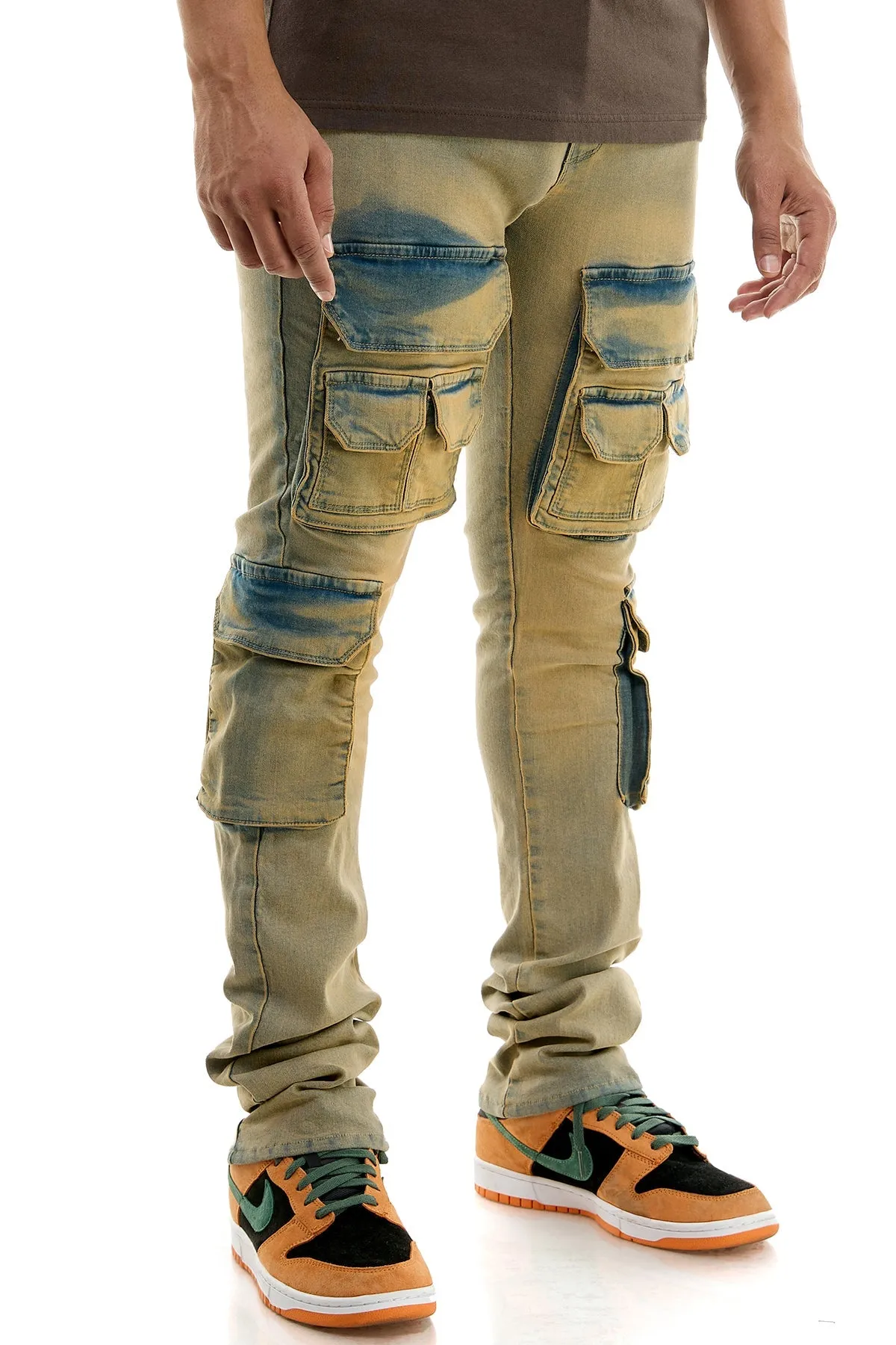 Skinny Mens Stacked Jeans in Washed