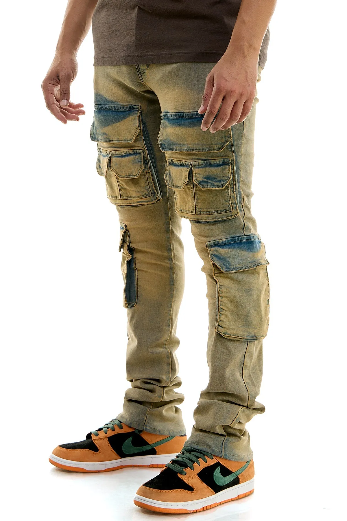 Skinny Mens Stacked Jeans in Washed