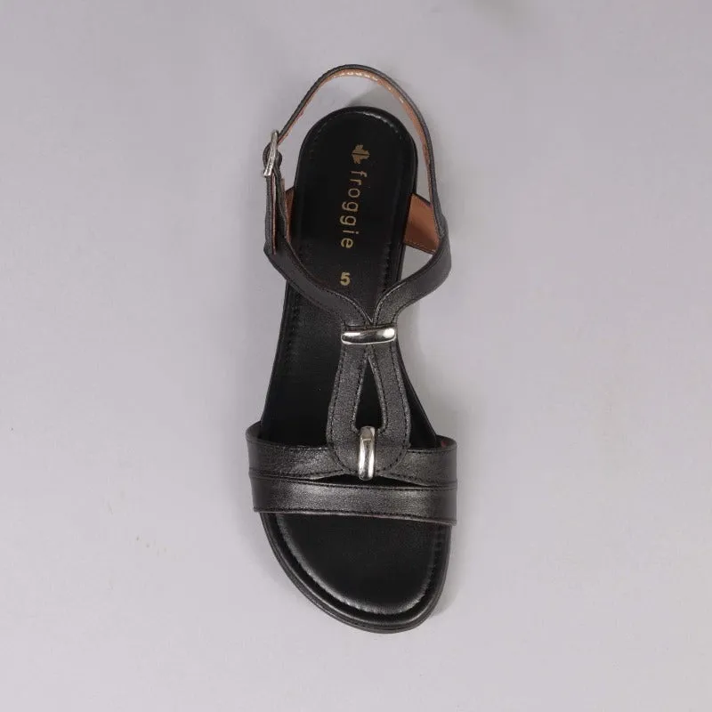 Slingback Flat Sandal in Black - 12617