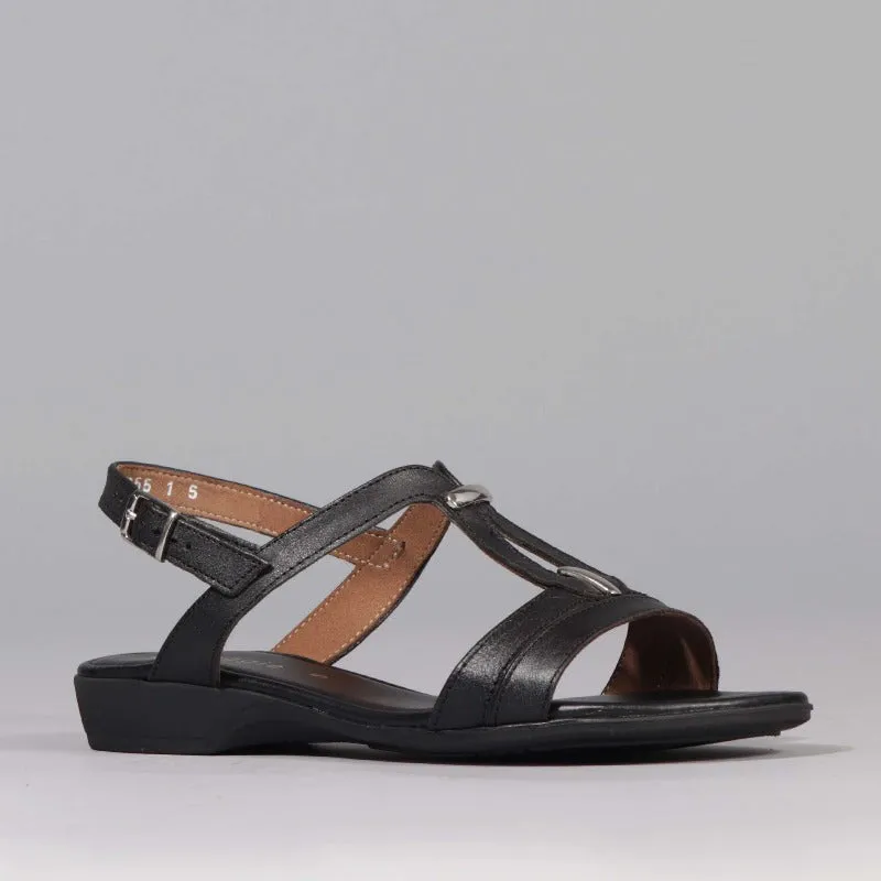 Slingback Flat Sandal in Black - 12617