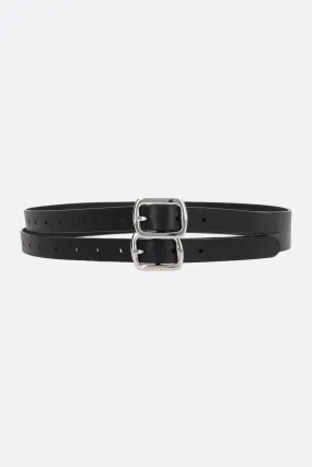 smooth leather belt with double buckle