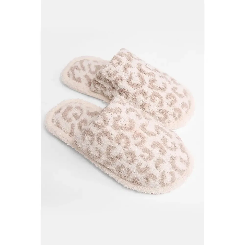 Sweet Dream Collection - Leopard Print Fuzzy Microfiber Slipper w/Rubber Sole