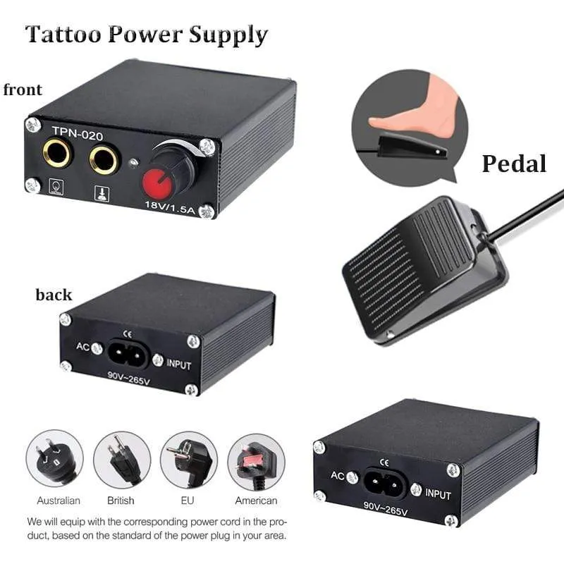 Tattoo Kit Coil Tattoo Machine Set Tattoo Power Supply Needles Professional Tattoo Machine Kit for Beginner Starter