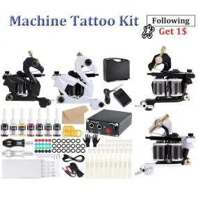 Tattoo Kit Coil Tattoo Machine Set Tattoo Power Supply Needles Professional Tattoo Machine Kit for Beginner Starter