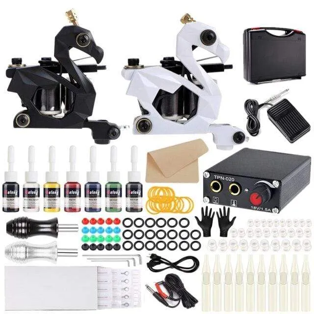 Tattoo Kit Coil Tattoo Machine Set Tattoo Power Supply Needles Professional Tattoo Machine Kit for Beginner Starter