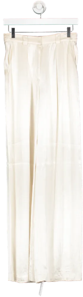 Total White Cream Satin Trousers UK 10