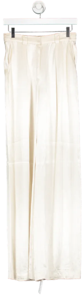 Total White Cream Satin Trousers UK 10