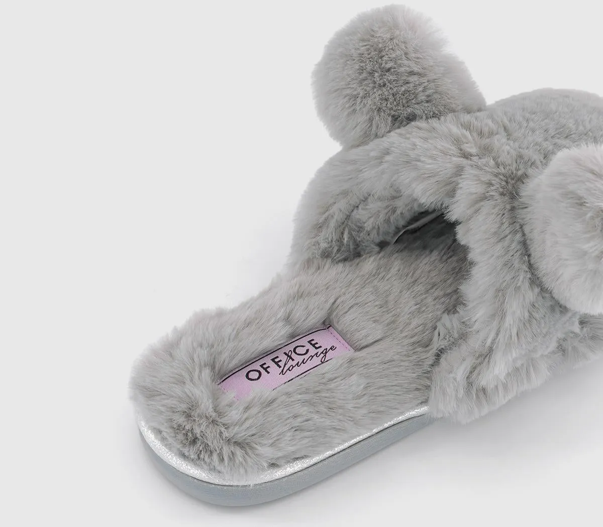 Womens Office Rita  Open Toe Bunny Slides Grey