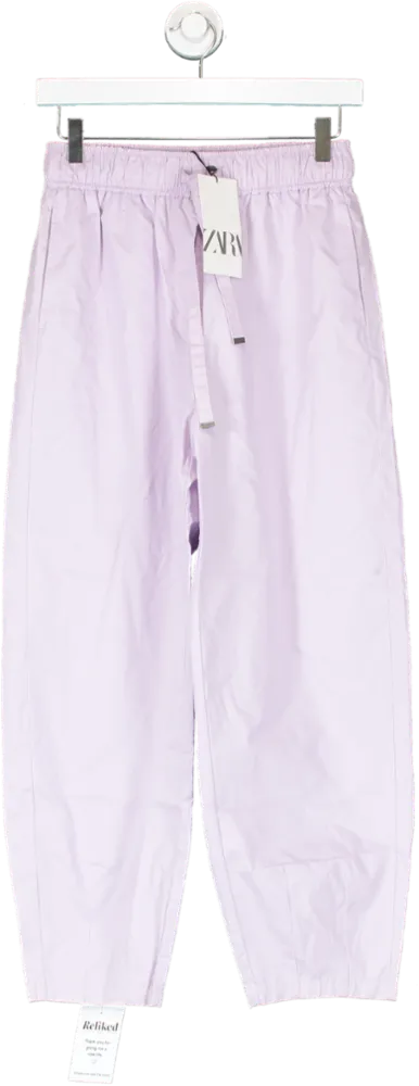 ZARA Purple Cotton Trousers UK XS